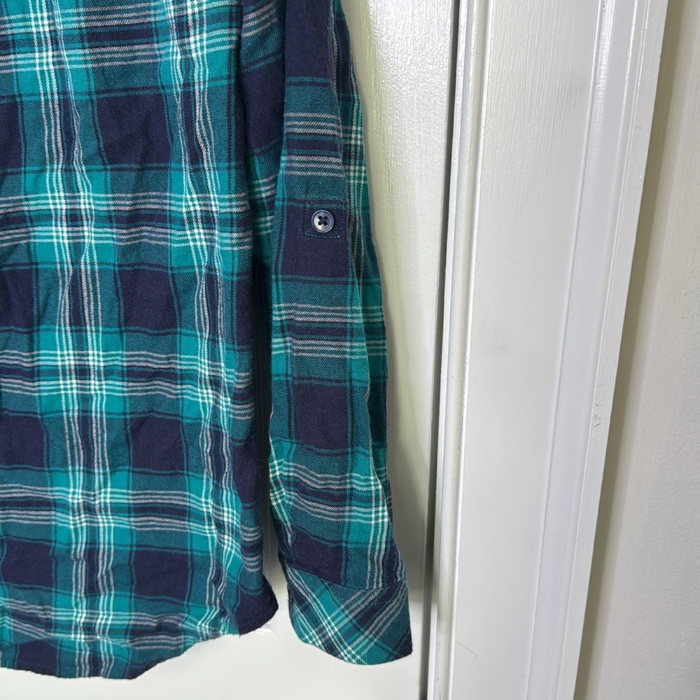 Market & Spruce Blue Plaid Button Down Shirt with Notched Collar - Picture 5 of 5